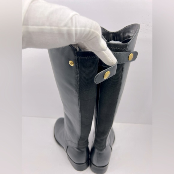 STEVEN BY STEVE MADDEN, LEATHER ZIPPER KNEE HIGH RIDING BOOTS, BLACK SIZE 6W - Picture 6 of 13